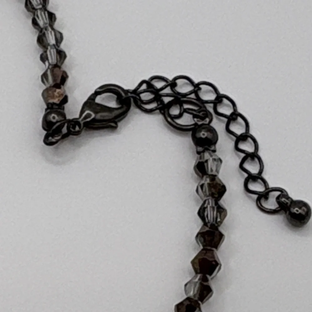Elegant Brown and Silver Fasceted Crystal Beaded Necklace